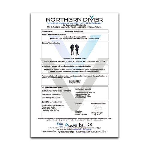 Divemaster Sport Declaration of Conformity